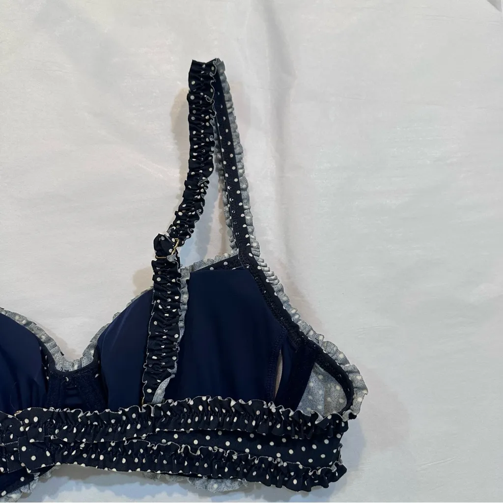 Tory Burch Polka Dot Underwire Bikini Swim Top Navy Blue Size XS - Image 7