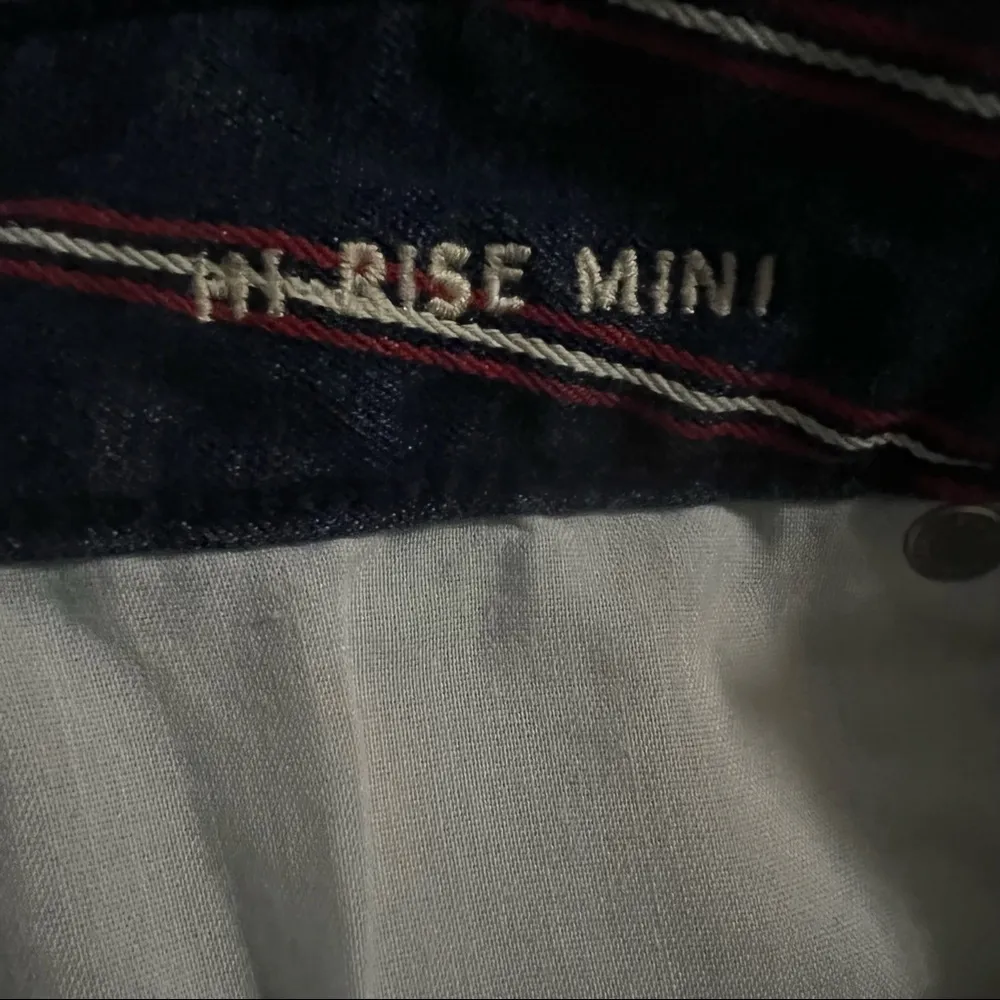 American Eagle Super Stretch Hi-Rise Mini Red & White Striped Denim Skirt 10 Reg - Image 4