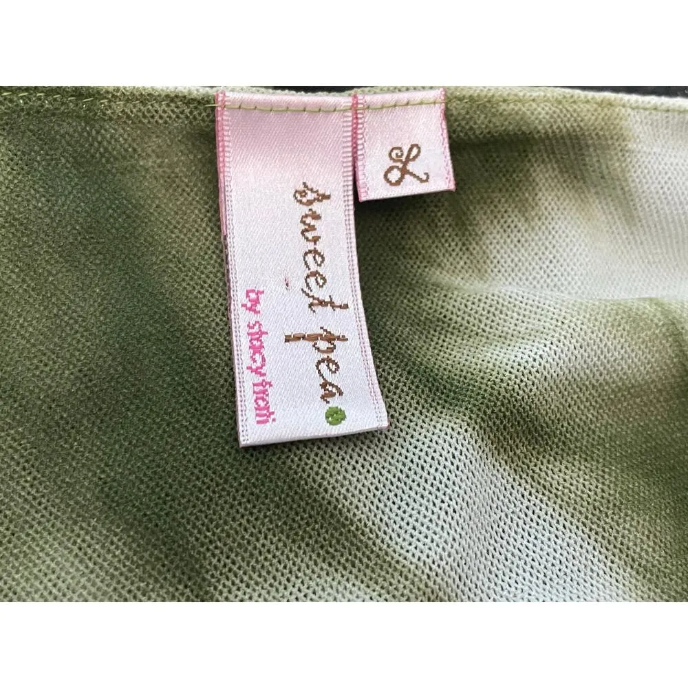 Y2K Sweet Pea Babydoll Top Skirt Set Medium Green Tie Gauzy Fairy Grunge Beaded - Image 10
