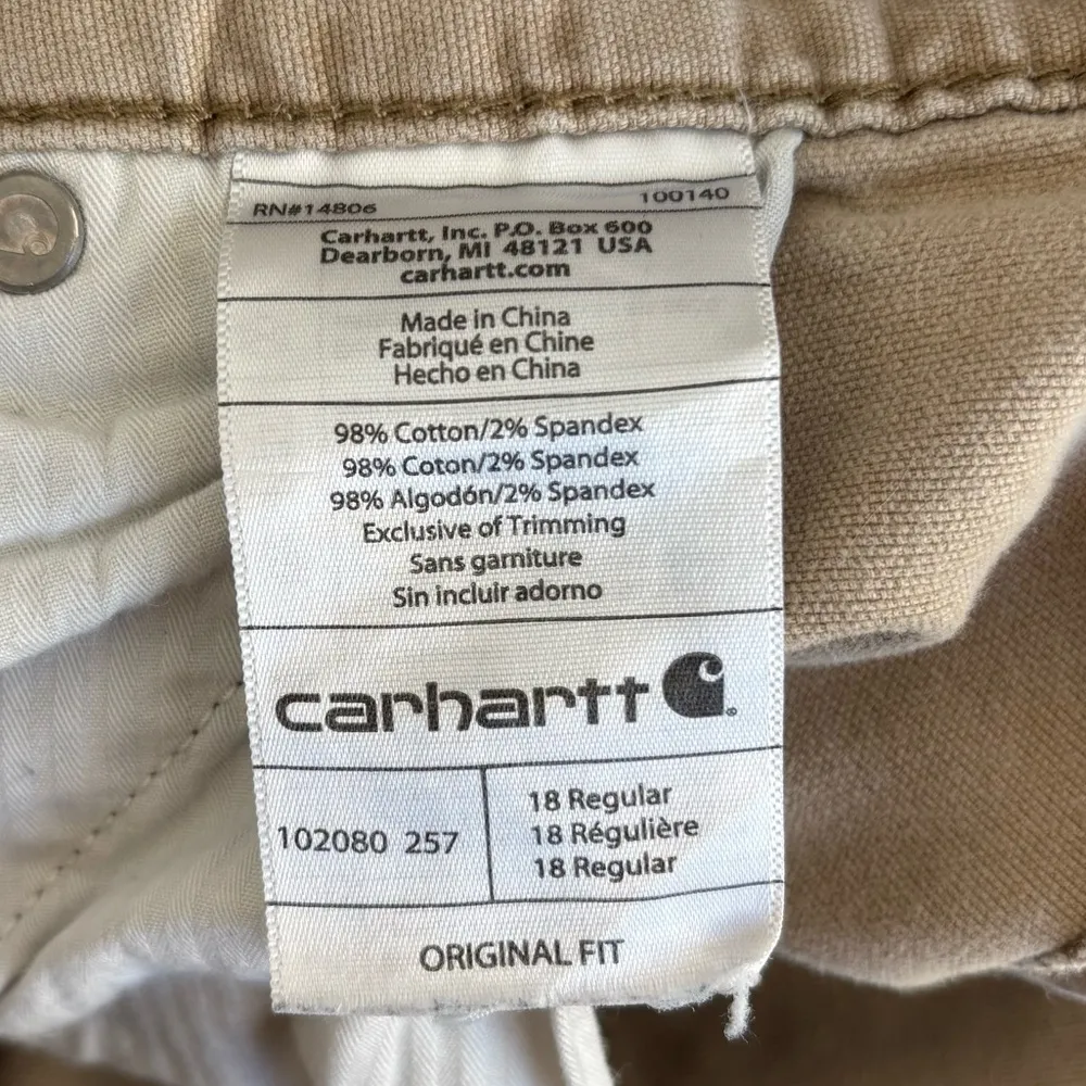 Carhartt Original Fit Tan Khaki Cargo Carpenter Utility Pant Work Plus Size - Image 12