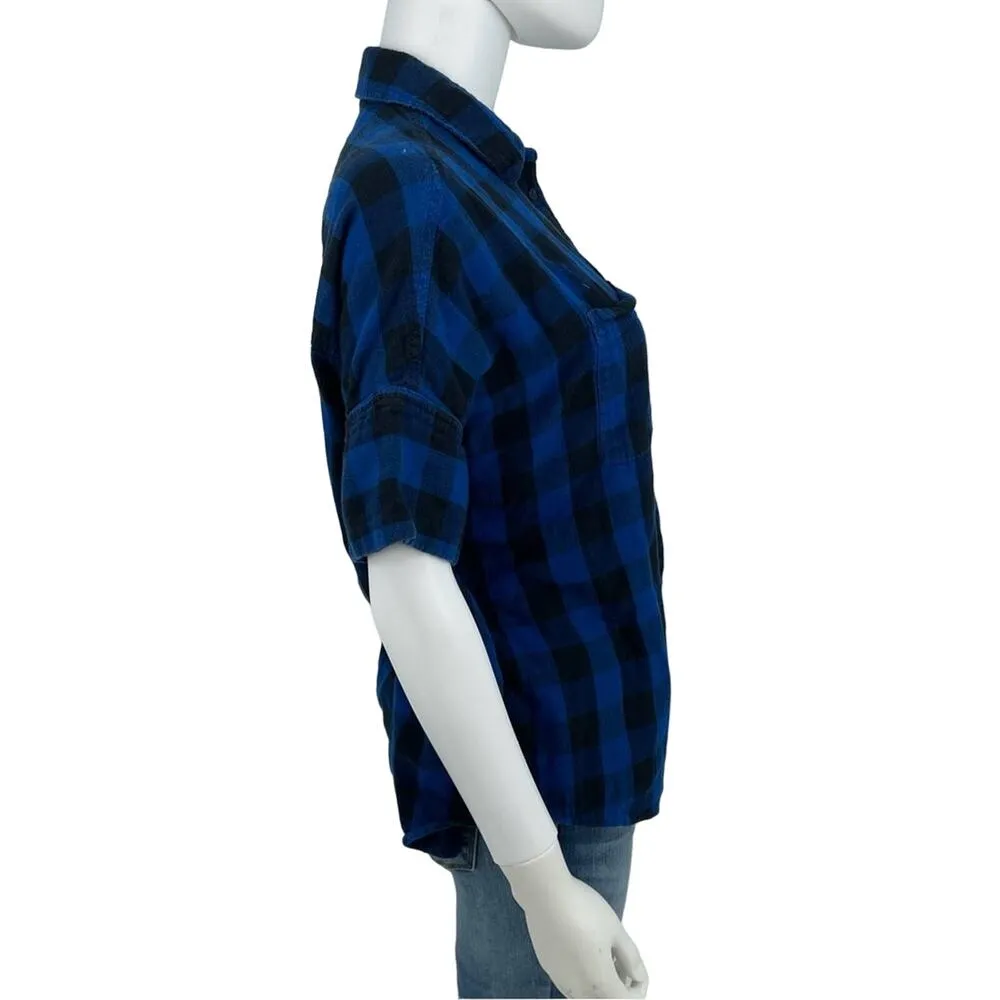 Madewell Women’s Button Down Flannel Courier Shirt in Buffalo Blue Size Small - Image 7