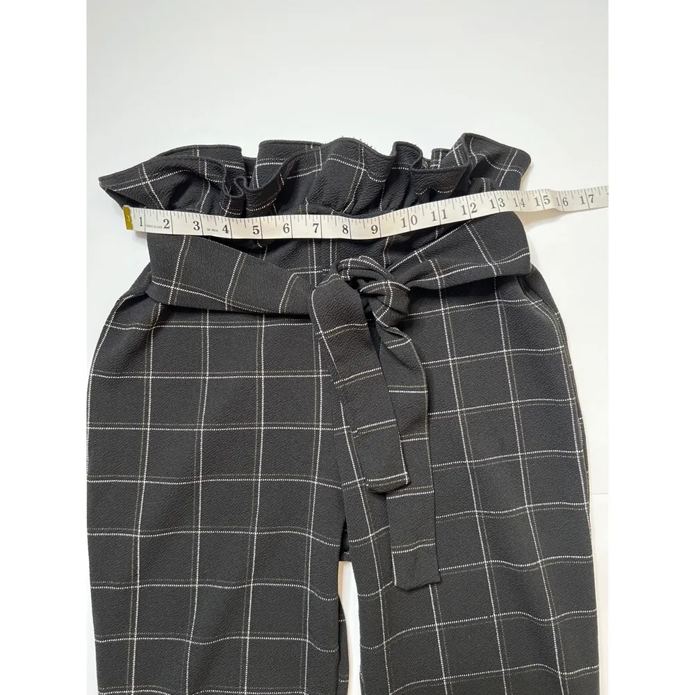 PrettyLittleThing Black Windowpane Tweed Check Paperbag Skinny Pants Sz … - Image 6