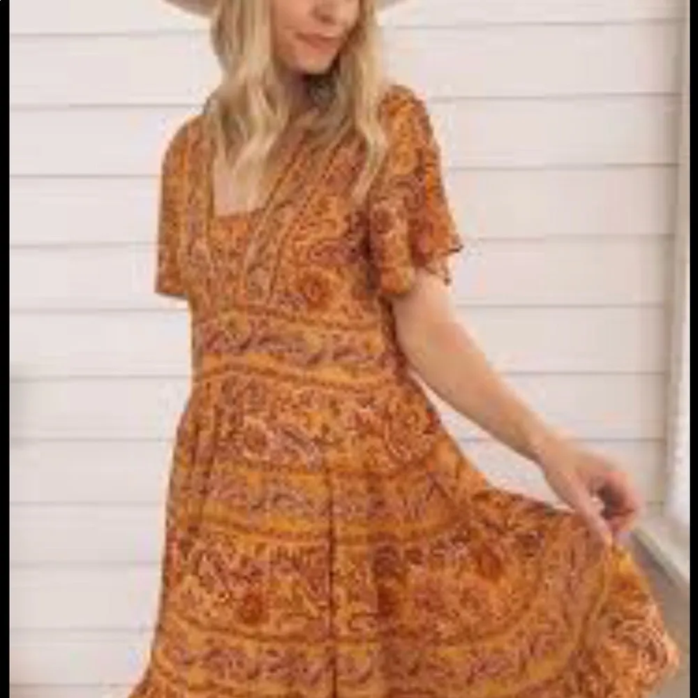 Toluca Border Paisley Print Tunic Dress Boho XS Over sized - Image 4