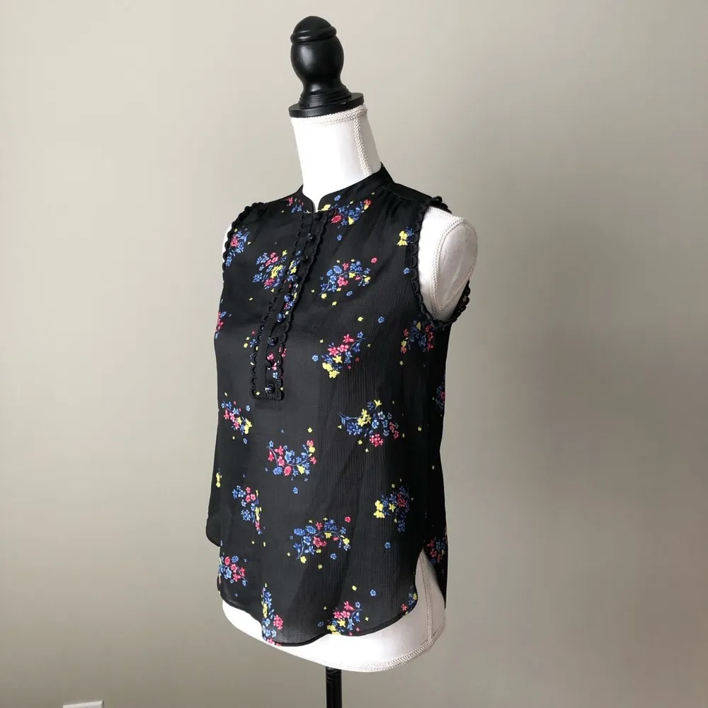 ANN TAYLOR | Black Floral Sleeveless Blouse - Image 7