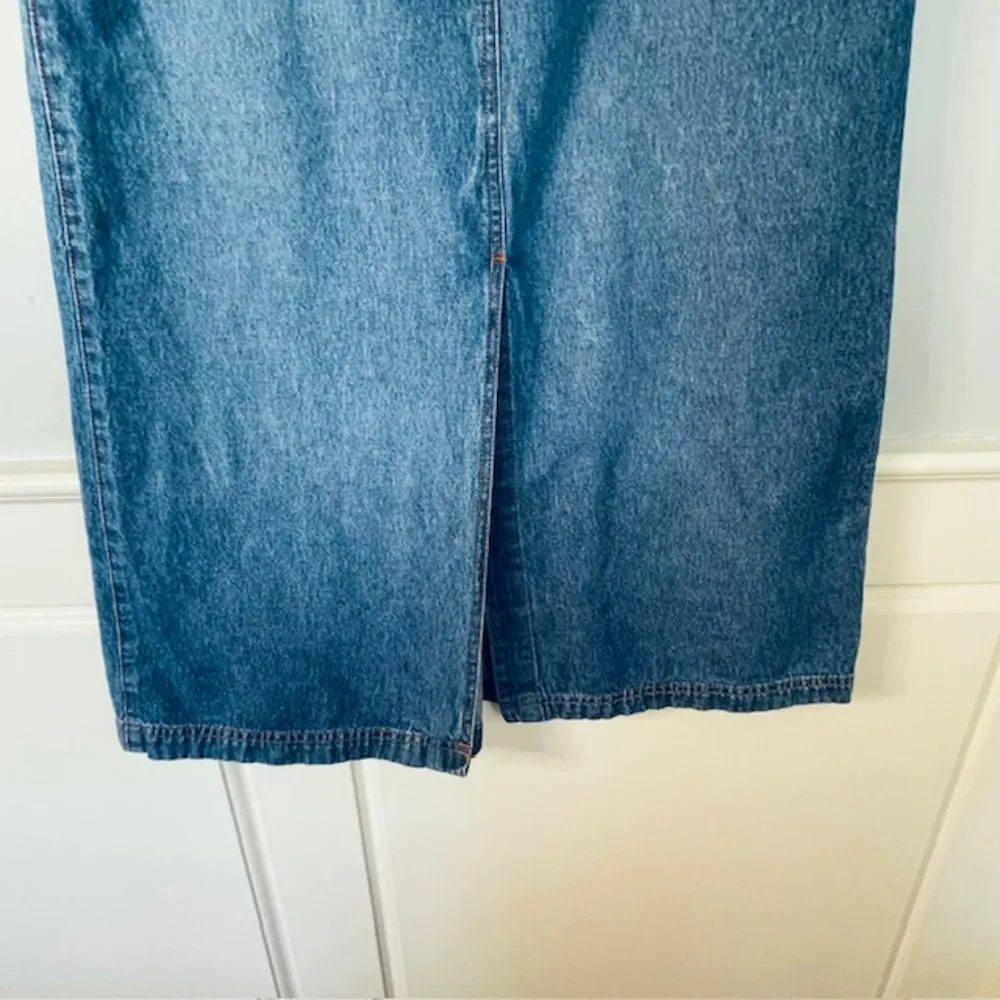 Vintage Y2K 2000's  Bill Blass Denim Maxi Skirt Front Slit 6 Petite - Image 3