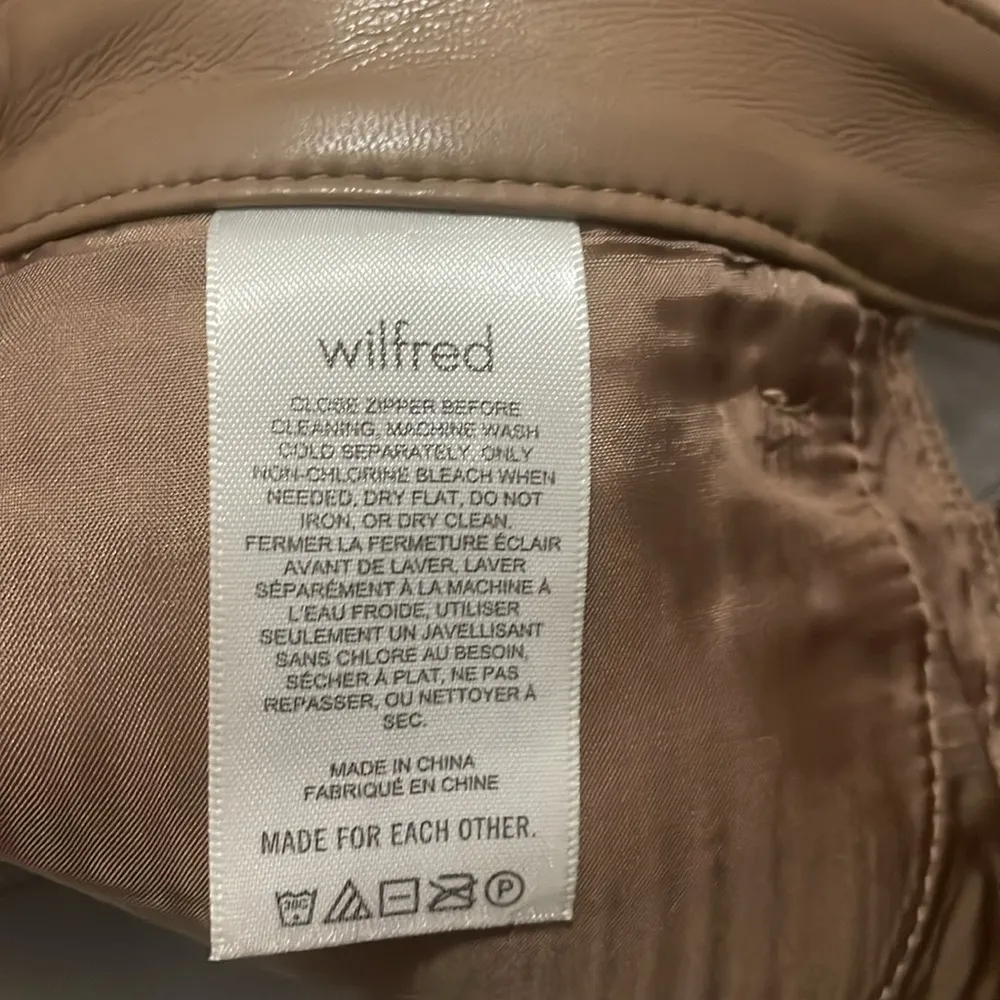 💖 Aritizia (Wilfred) The Melina Faux Leather High Waisted Vegan Pants Tan Size 6 - Image 5