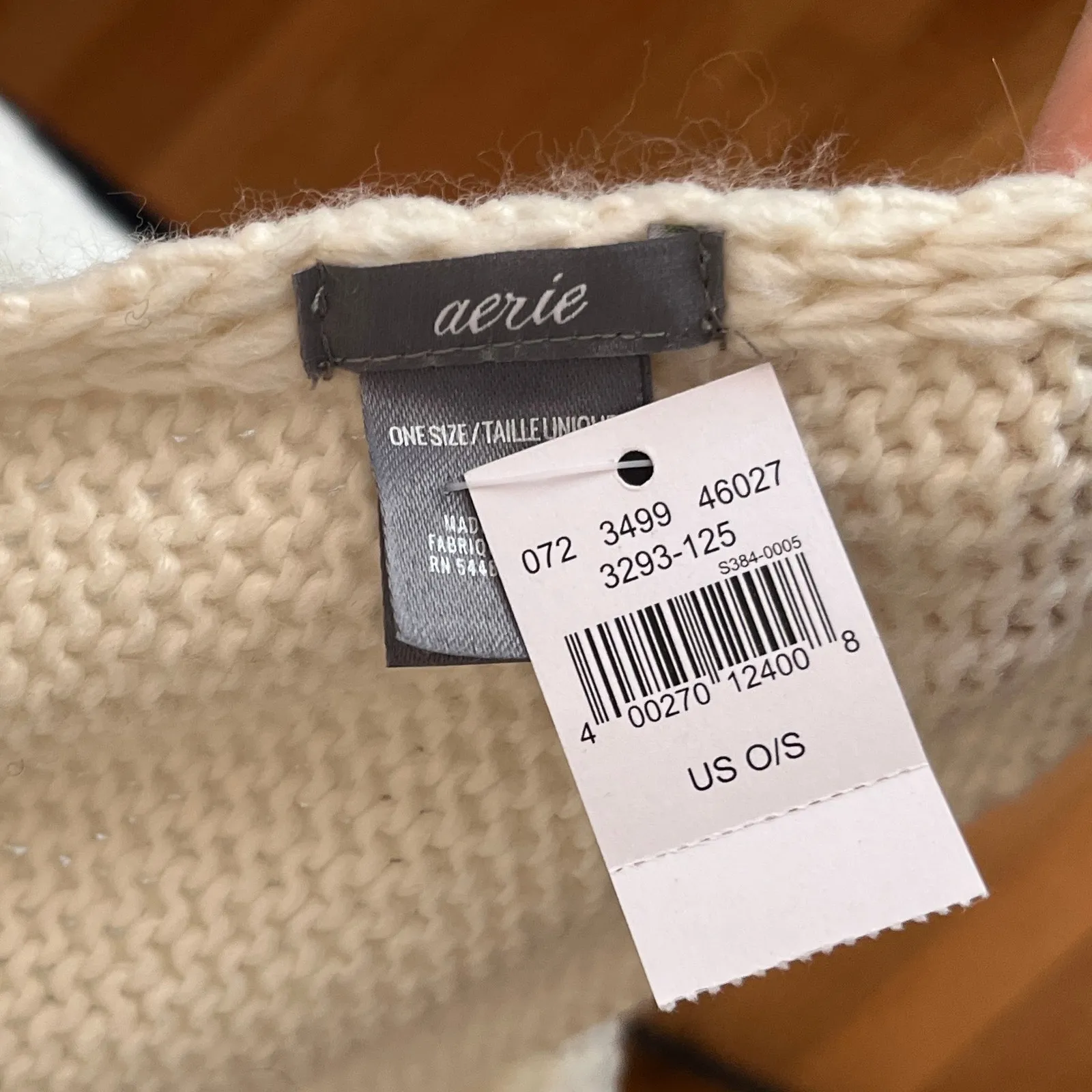 NWT Aerie | White Pom Pom Knit Blanket Scarf | Just Chill Text | 2010s - Image 8