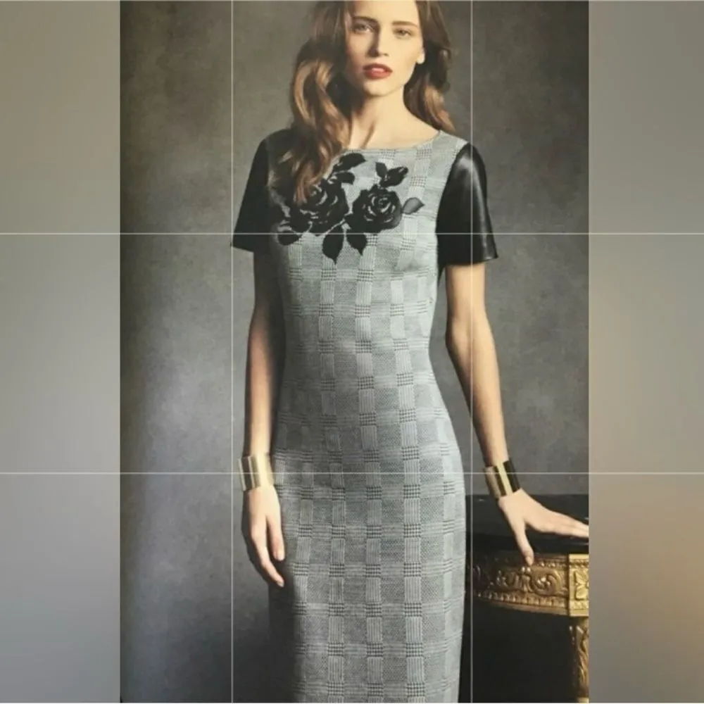 St. John  The Leather Applique Fitted Stretch Dress - Image 2