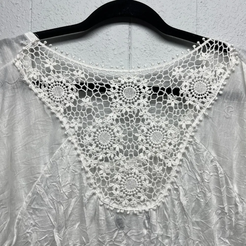 French Laundry Womens Top 1X Lightweight Lace Crinkled Boho Beachy Cottagecore - Image 8