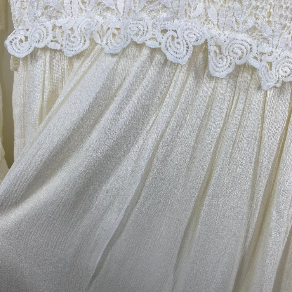 Zanzea Collections Cream Off-White Lace Detail Mini Dress Women's Size Medium M - Image 3