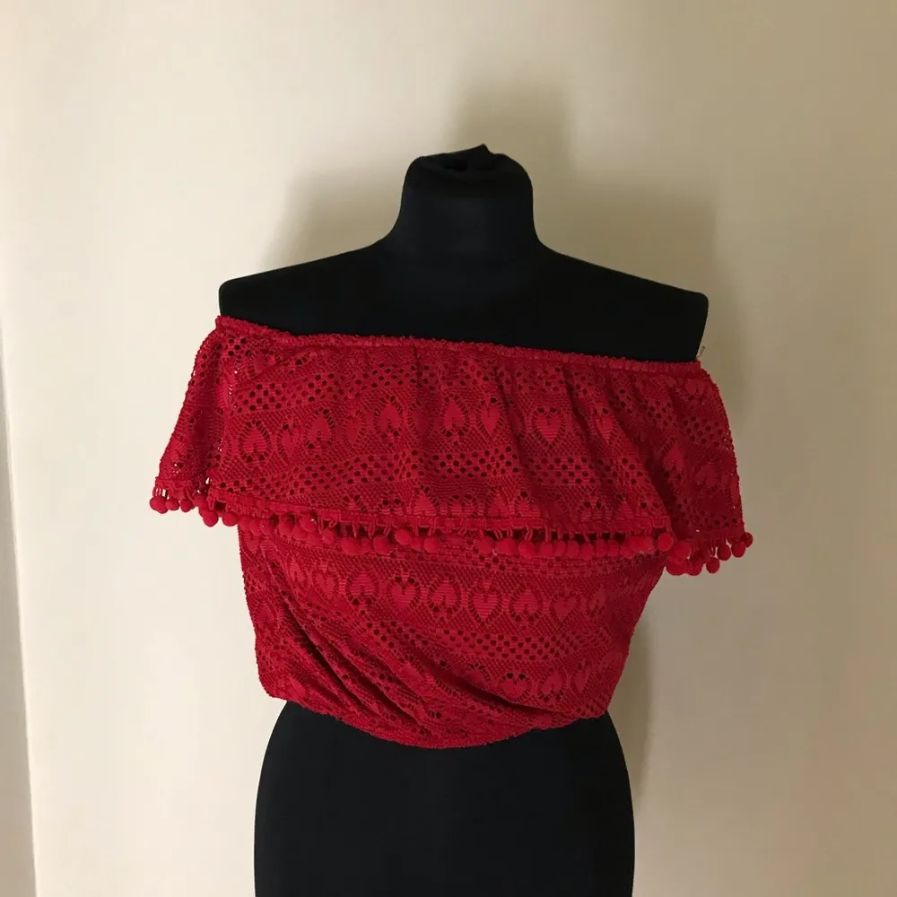 Guess Red Off-Shoulder Lace Top - Image 2