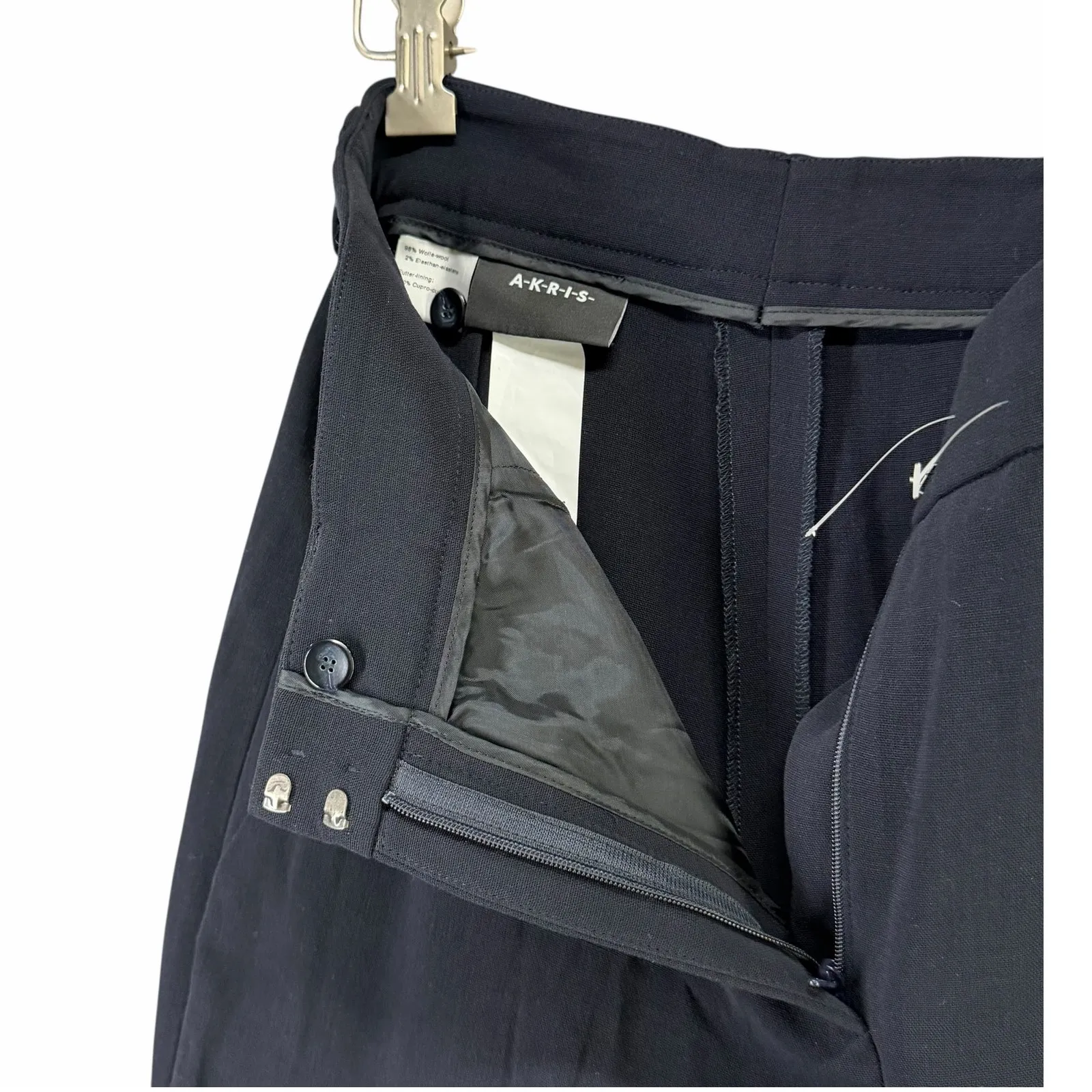 Akris Flore Navy Wool Stretch Tailored Trousers Womens 6 Quiet Luxury NWT $995 - Image 3