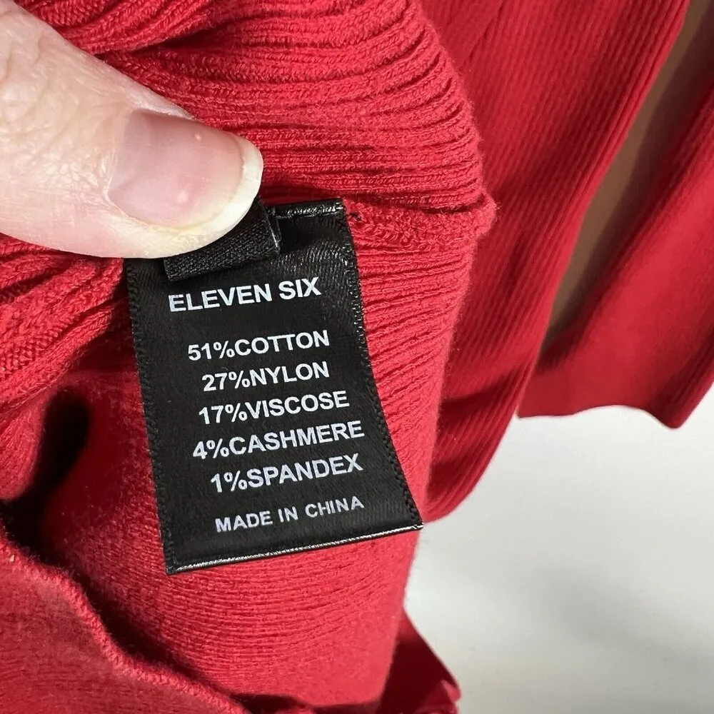 Eleven Six Dress Women's Medium‎ Red Marla Bodycon Ribbed Sweater Maxi Cozy - Image 11