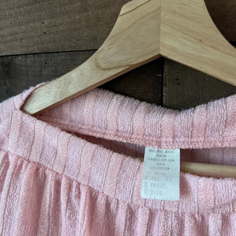 Vintage Terry Cloth Towel Long Sleeve Pink Tie Waist Top Size undefined - Image 8