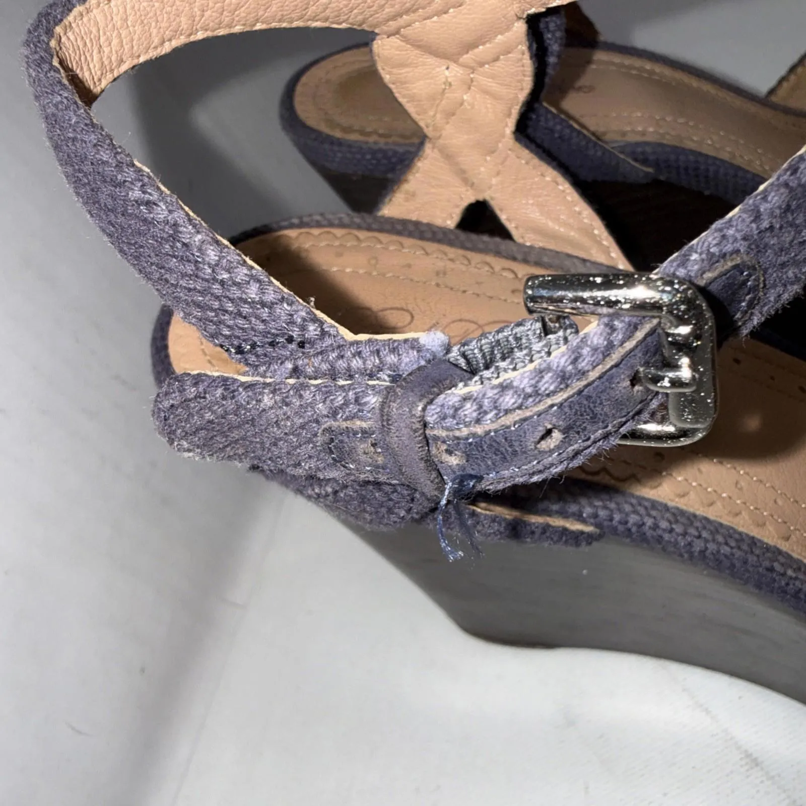 Brooks Brothers Minimalist Blue Classic Preppy Designer Platform Wedges Sandals - Image 8