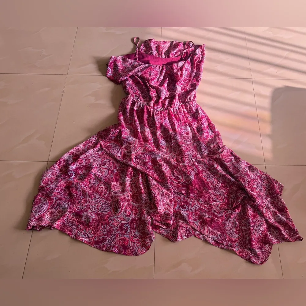 Parker Womens Strawberry Oswego Pink Handkerchief Hem Dress Size Large $440 - Image 7