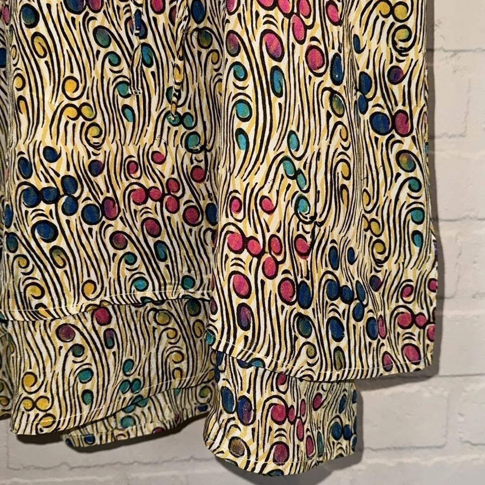 Tolani silk dress drawstring waist v‎ neck small lined bottom ruffle - Image 2