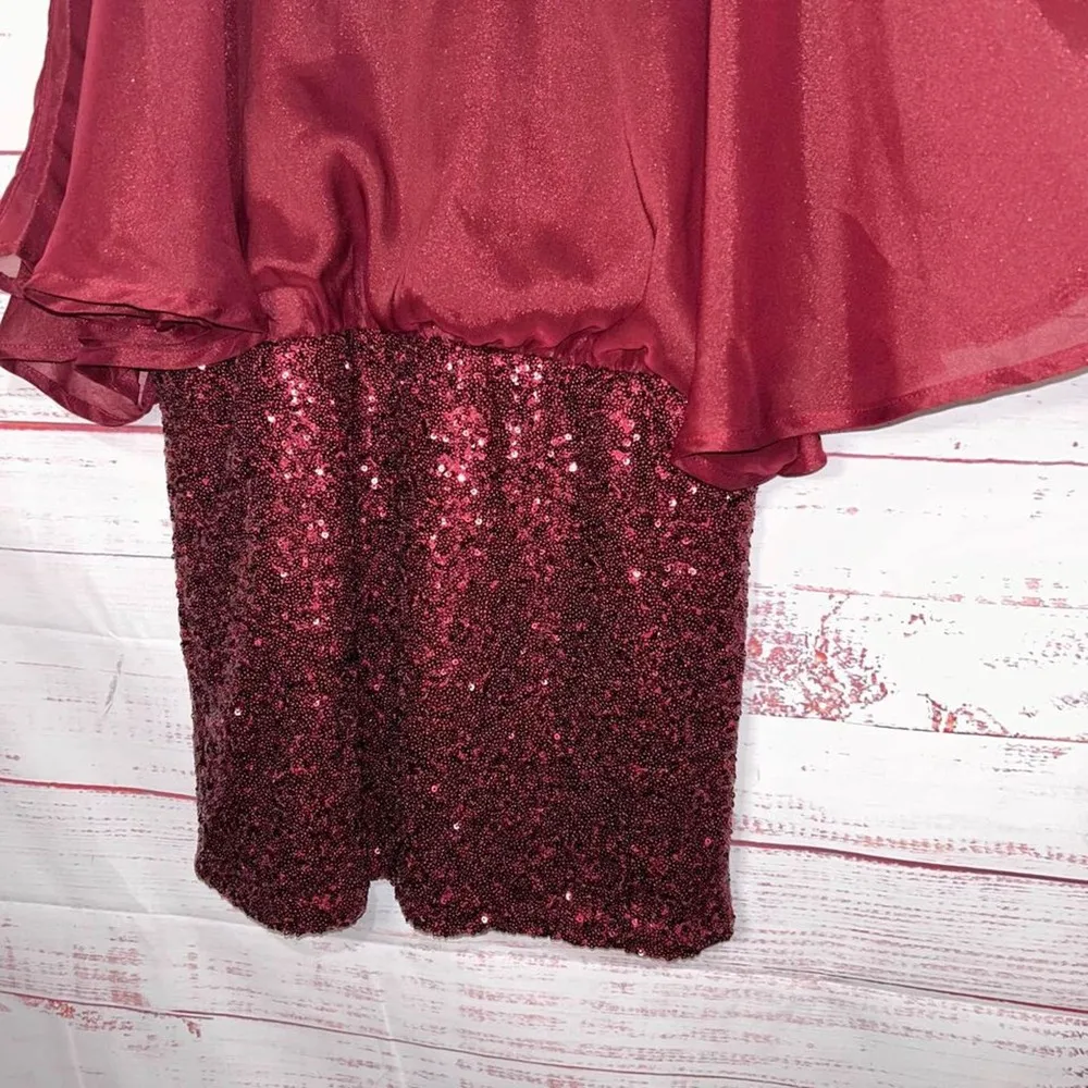 YA Los Angeles Maroon Sequin Mini Dress | Large - Image 3