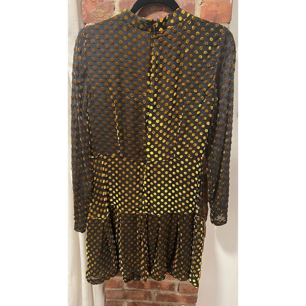 Women’s Chris By Christopher Bu Velvet Silk Polka dot Cocktail Formal Dress Black Size L - Image 6