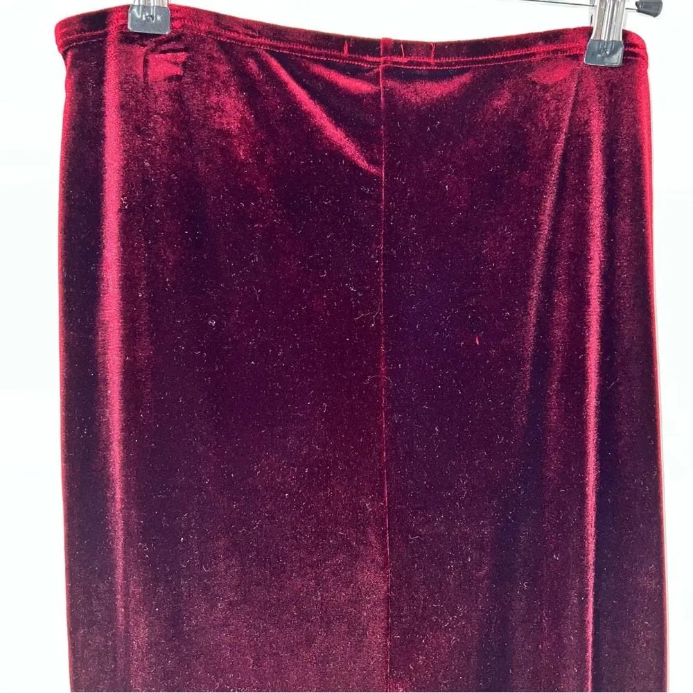 One Heart Elegant Velvet Burgundy Maxi Skirt w/Burgundy Long Satin Wrap - Image 5