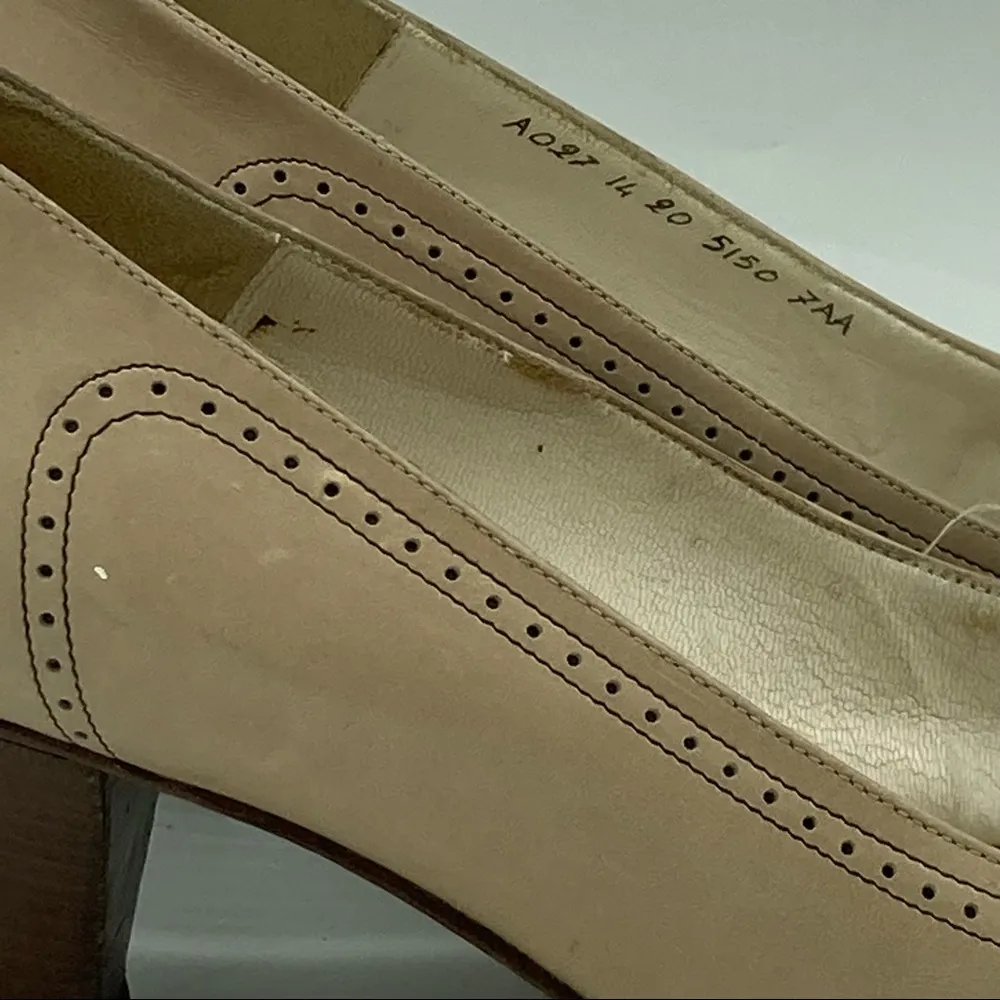 Vintage Bruno Magli kitten Heels TAUPE TAN dress shoes cut outs leather shoes Size 7 - Image 5