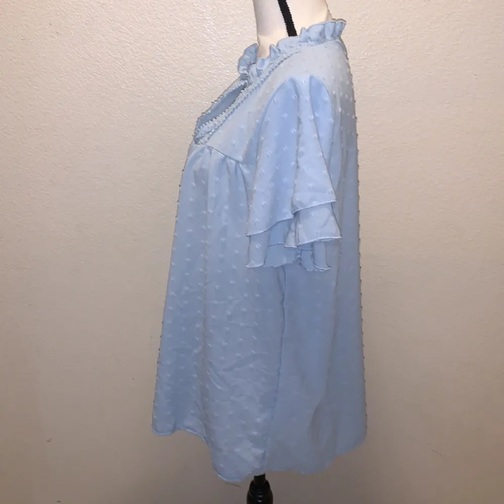 Shein light blue ruffle lace layered sleeves blouse - Image 5