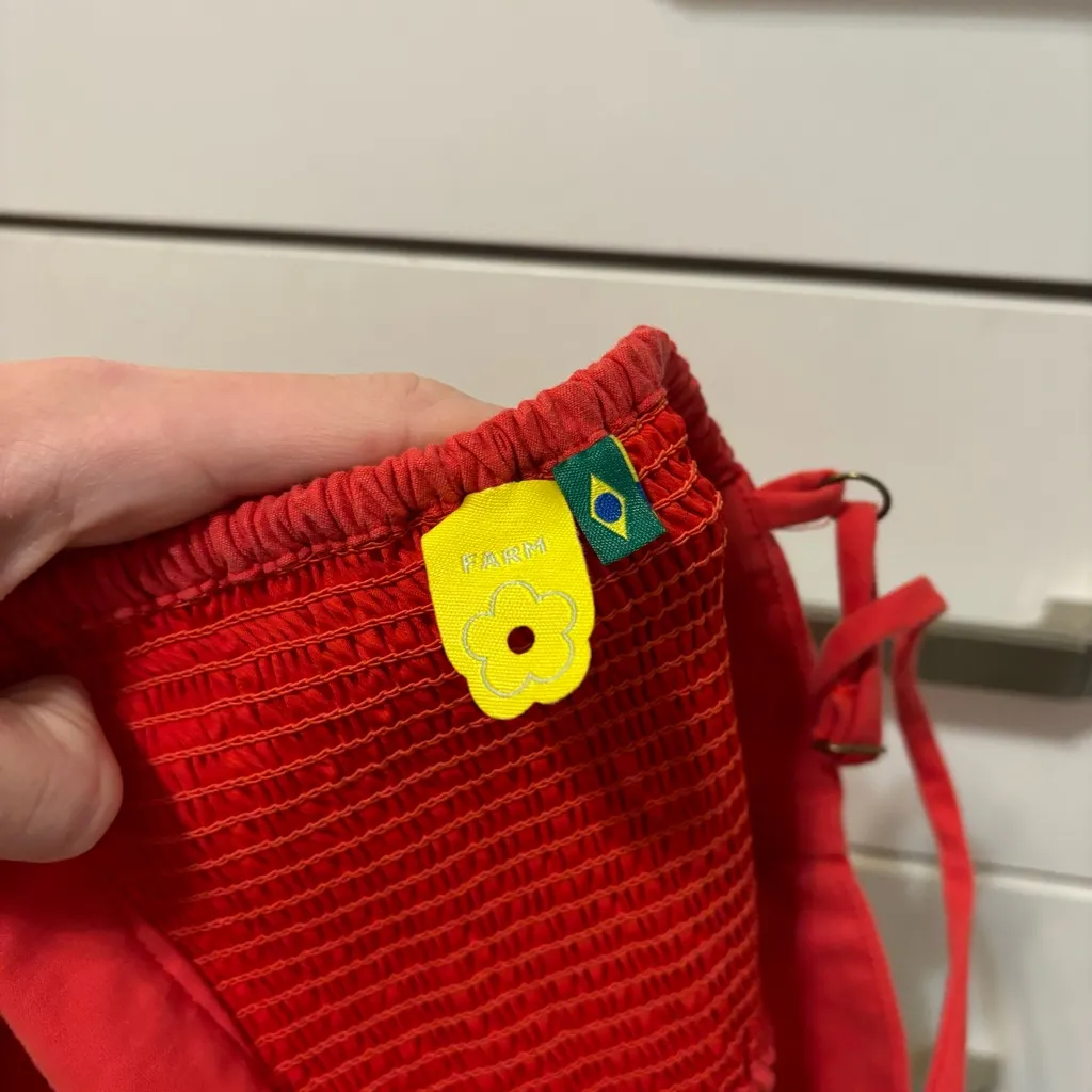 Anthropologie Farm Rio Red Cutout Tank Top CROPPED - Image 5