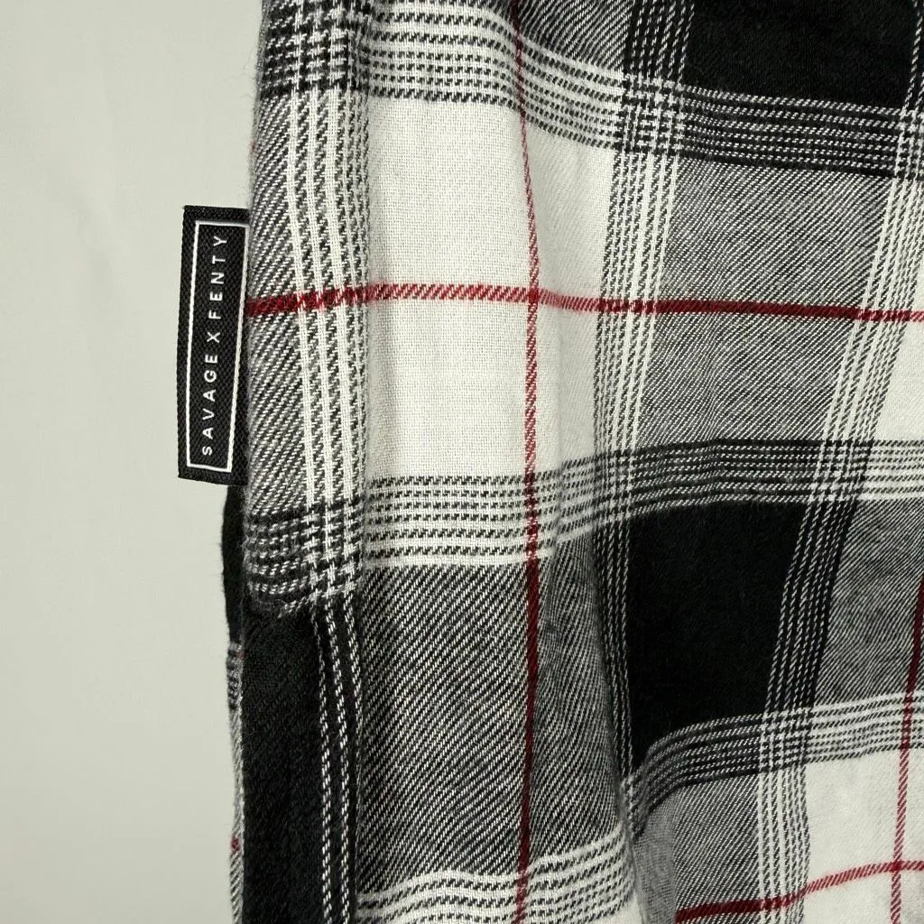 Savage Fenty women’s two piece plaid pajama pants set size medium NWT Black - Image 9