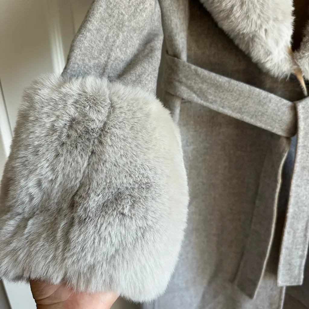 Maje Galaxyru Double‎ Faced Coat with Gray Fur- NWT size medium - Image 9