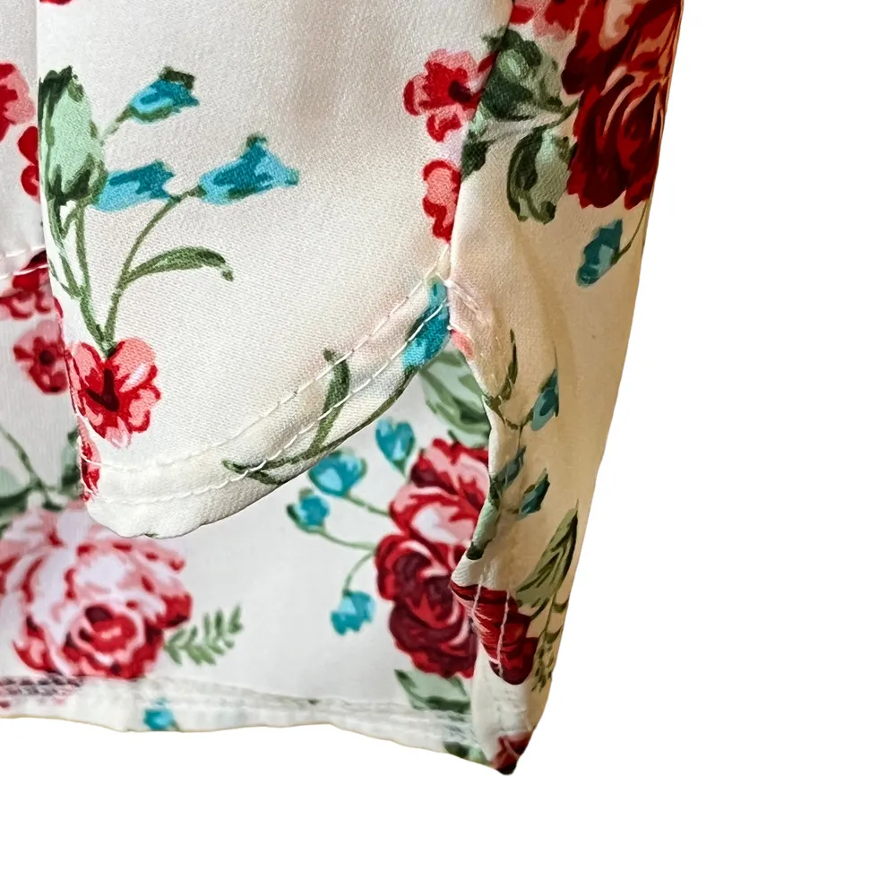 Pink Republic Shirt Rose Floral Short Sleeve Sheer Blouse L - Image 4