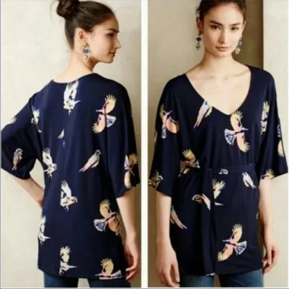 Anthropologie Deletta Flyaway Sparrow Tunic Blouse- Medium - Image 2