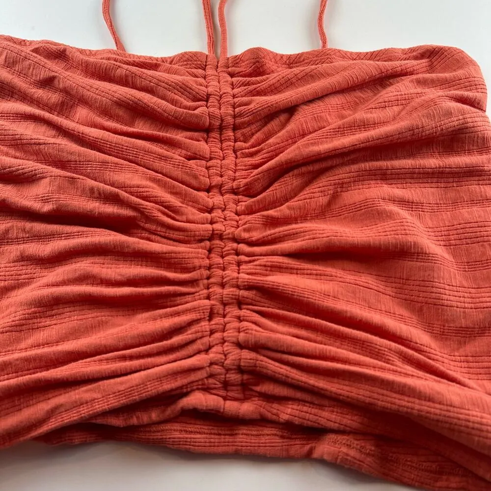 Anthropologie Pilcro Ruched Ribbed Halter Coral Tube Top Size 1X - Image 5