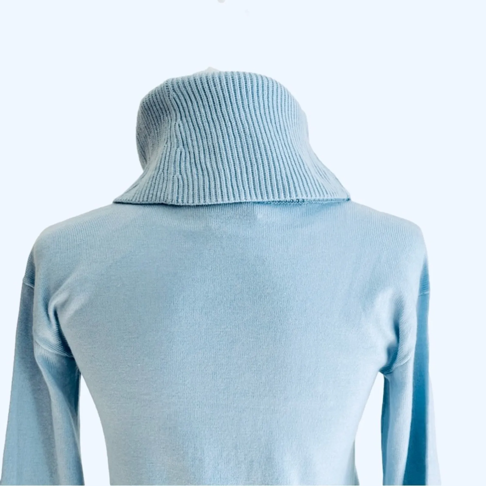Loft Tunic Sweater Petite Dusty Blue Cowl Hi Low Hem Soft Tunic Sweater XSP NEW - Image 6