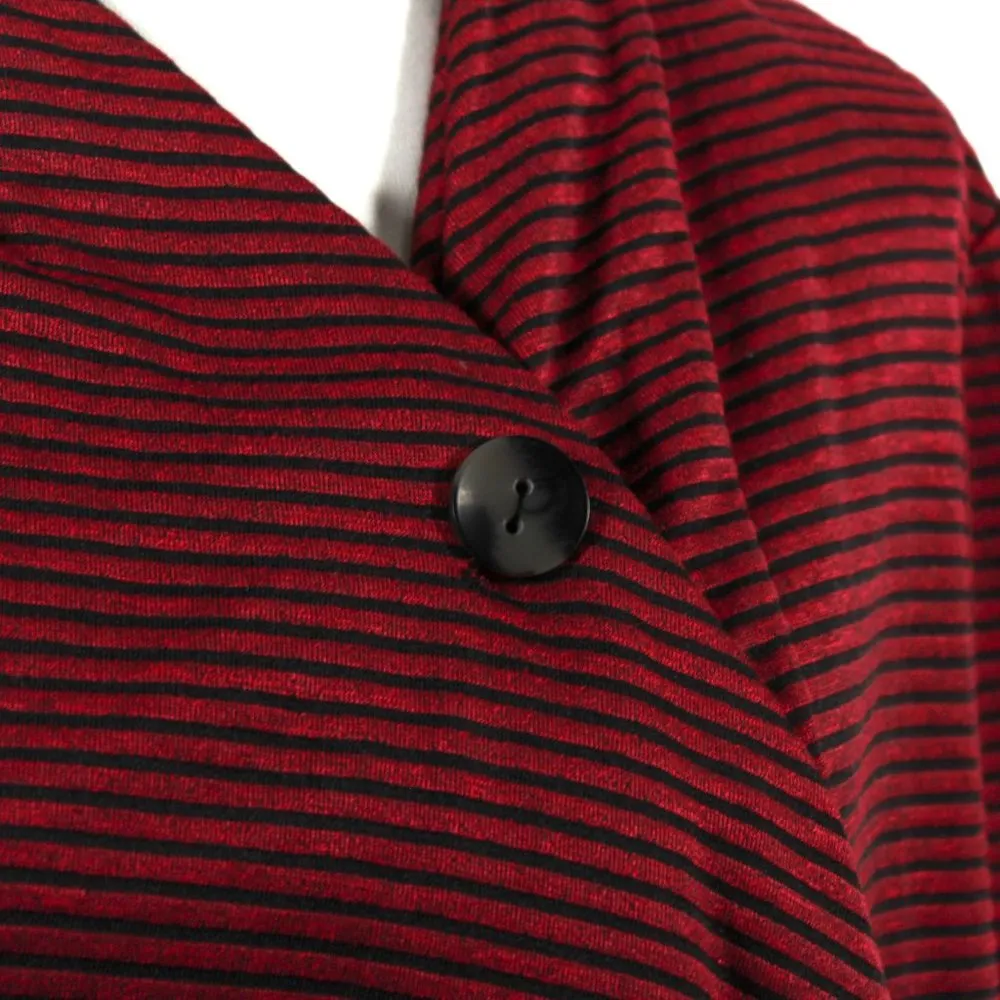 Red and Black Stripe Cardigan w/ Shawl Button Design NWT - Image 7