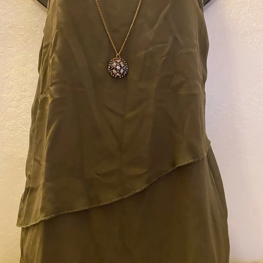 iZByer Green Sheer Blouse with Accent Necklace - Image 4