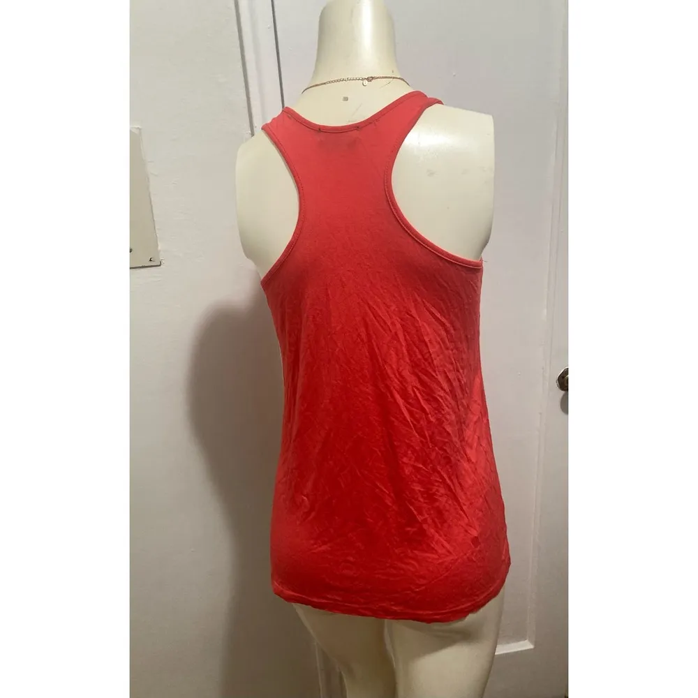 Bebe Size Small Sleeveless Top Tank Women Orange Rhinestone Scoop Neck Stretch - Image 5