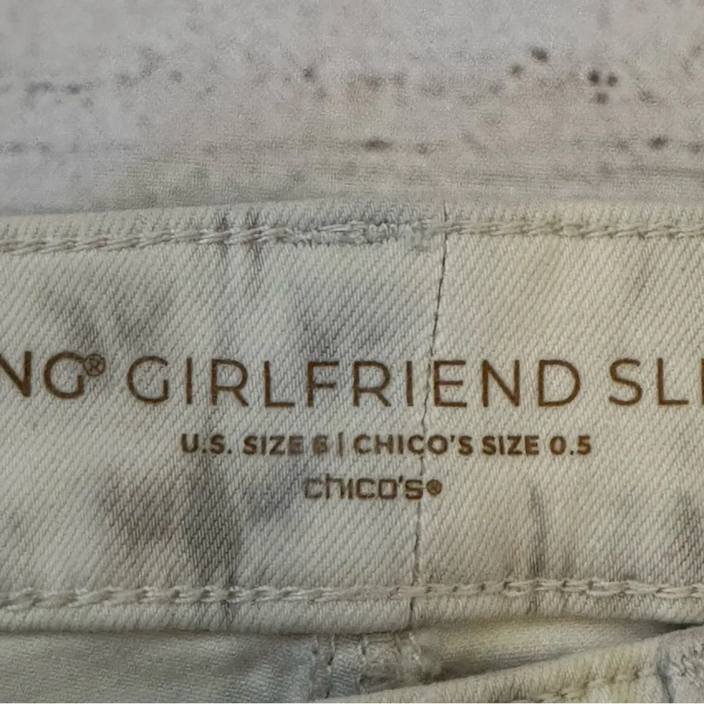 Chico’s So Slimming Girlfriend Slim Leg Crop White Gray Tie Dye - Image 6