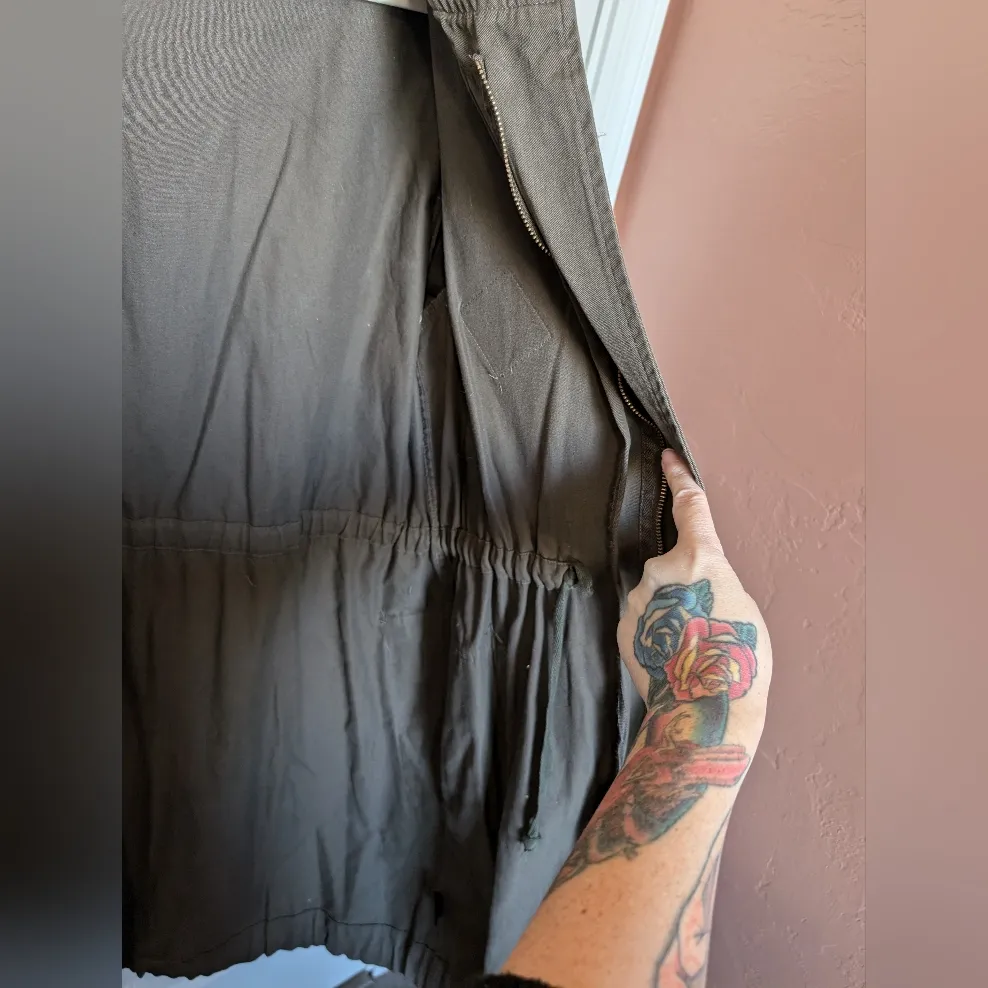 LovPosh Long Military Hooded Cotton Jacket Women's Medium Khaki Green - Image 5