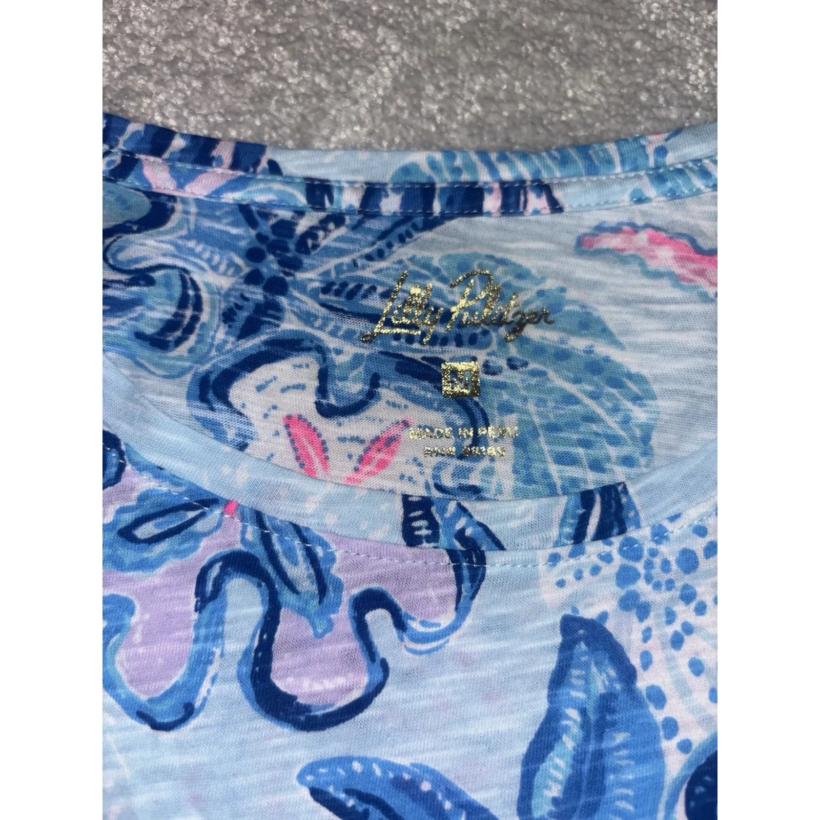 LILLY PULITZER MULTI BAHAMAS BEACHCOMBER SCOOP-NECK ETTA TOP M - Image 4