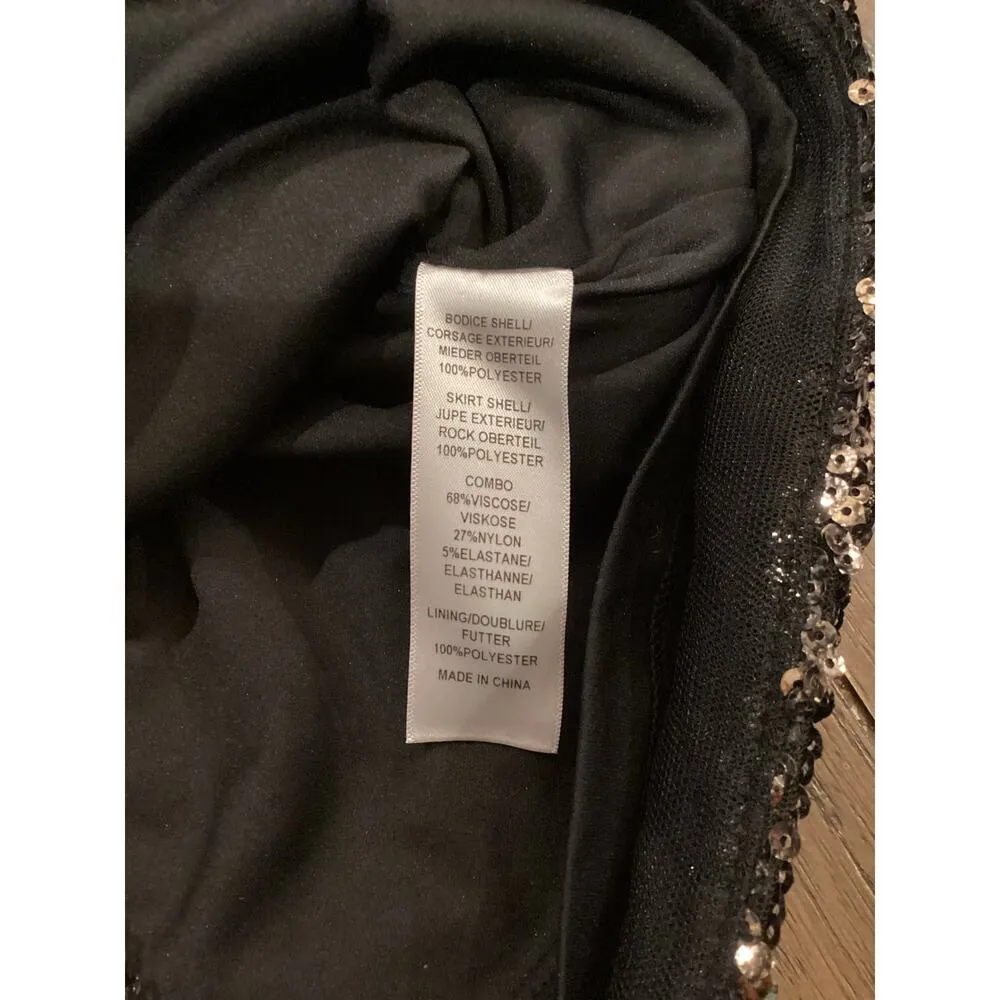 Aidan Mattox Illusion Sequined Sheath Mini Dress Sleeveless Black Gold US 0 - Image 5