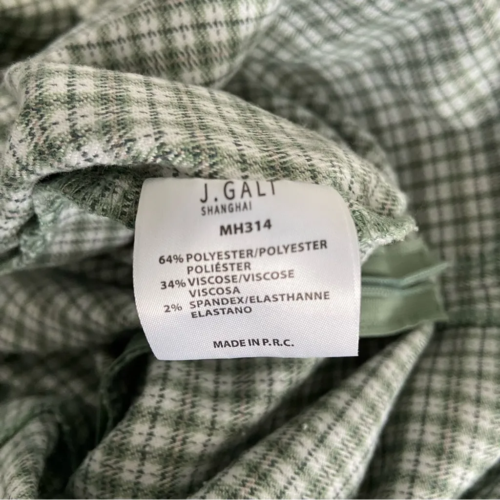 John Galt Plaid Shift Dress Mini White Gingham Preppy Pistachio Green Picnic - Image 12