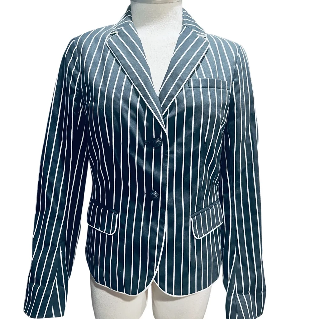 Gap Academy Blazer Navy Blue White Striped Size 4 - Image 2