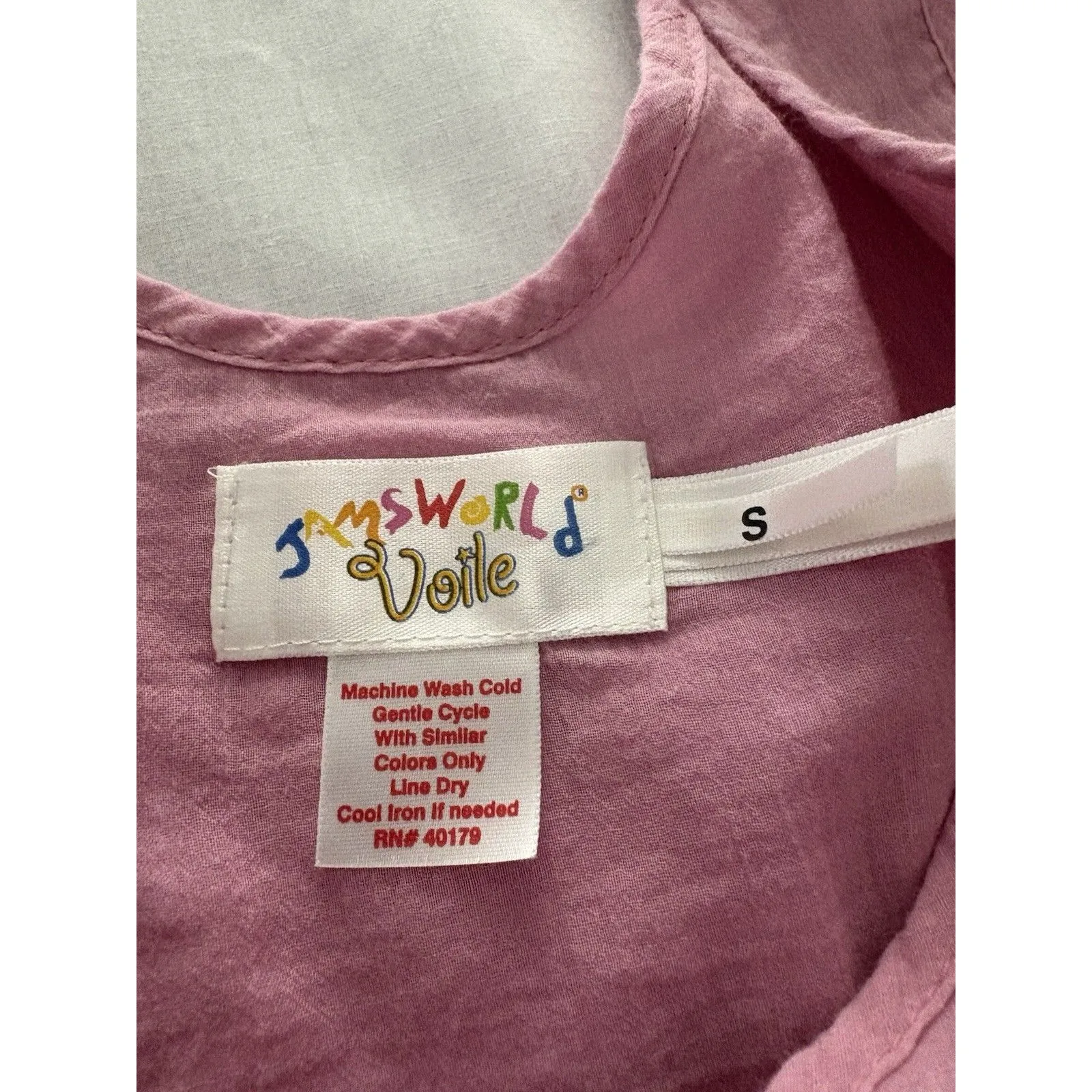 Jams World Voile Babydoll Tank Top Size S Pink Lightweight Fairy Beach Sheer - Image 5