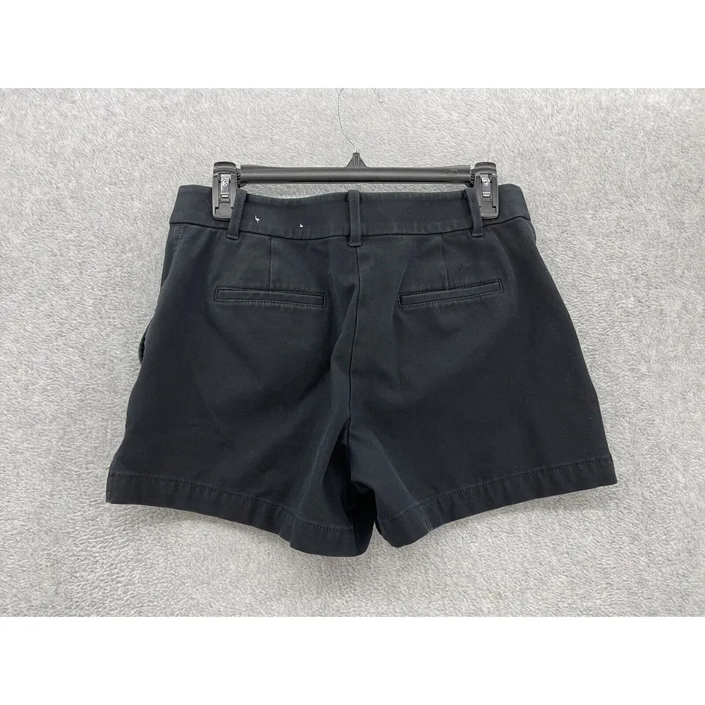 Ann Taylor Women's Shorts Solid Black Chino Size 4 Slash Pocket Cotton Blend - Image 2