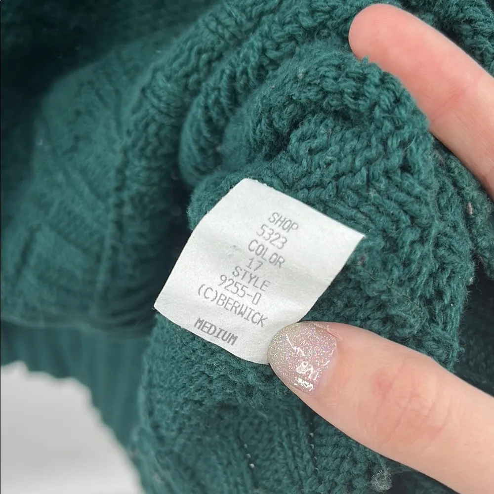 Lake Harmony Green Crew Neck Sweater M Textured Knit cotton vintage unisex Size M - Image 5
