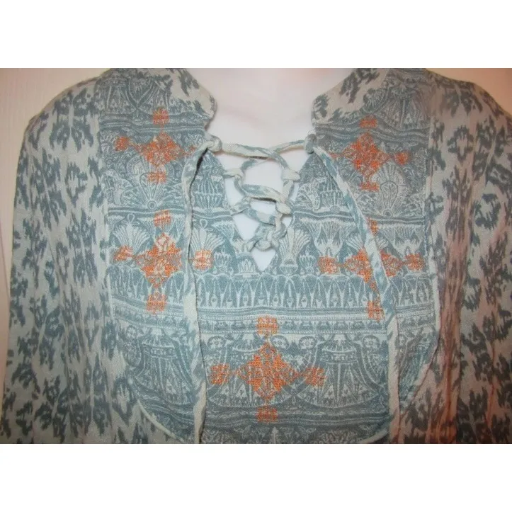 HAYDEN LOS ANGELES BOHO TRIBAL PRINT DRESS GAUZE HI-LOW TUNIC 2‎ XL - Image 3