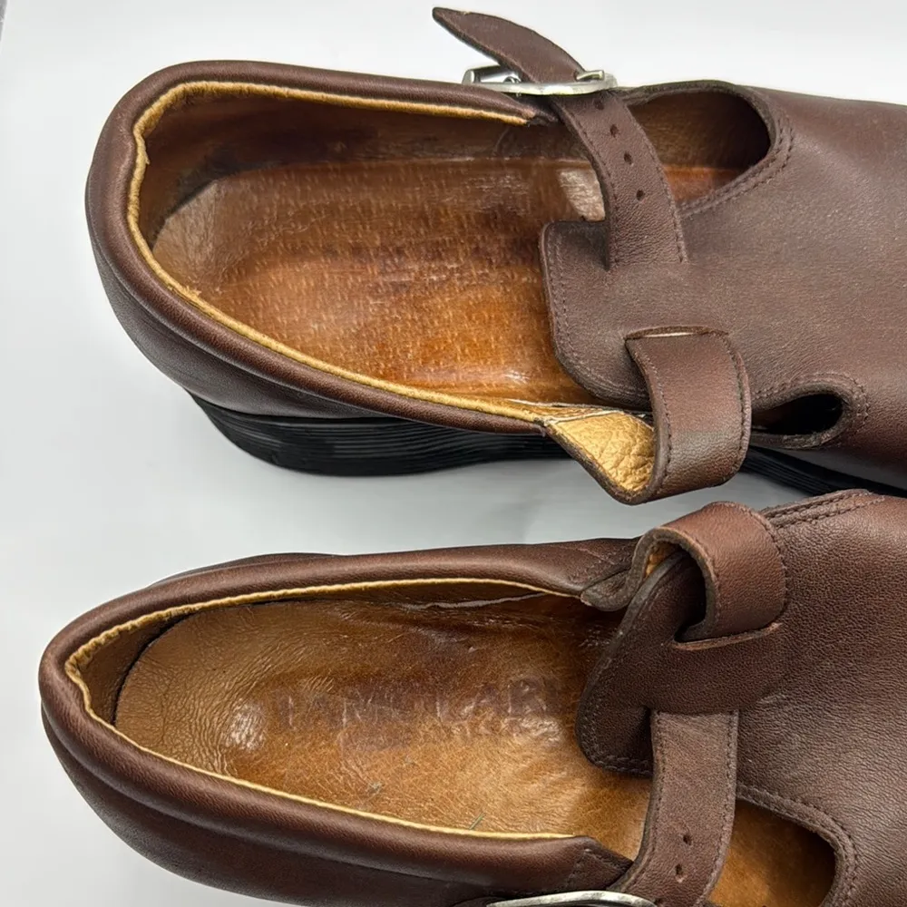 Famolare Brown Leather Mary Jane Wedge Shoes Earth Brown Size 10 - Image 8