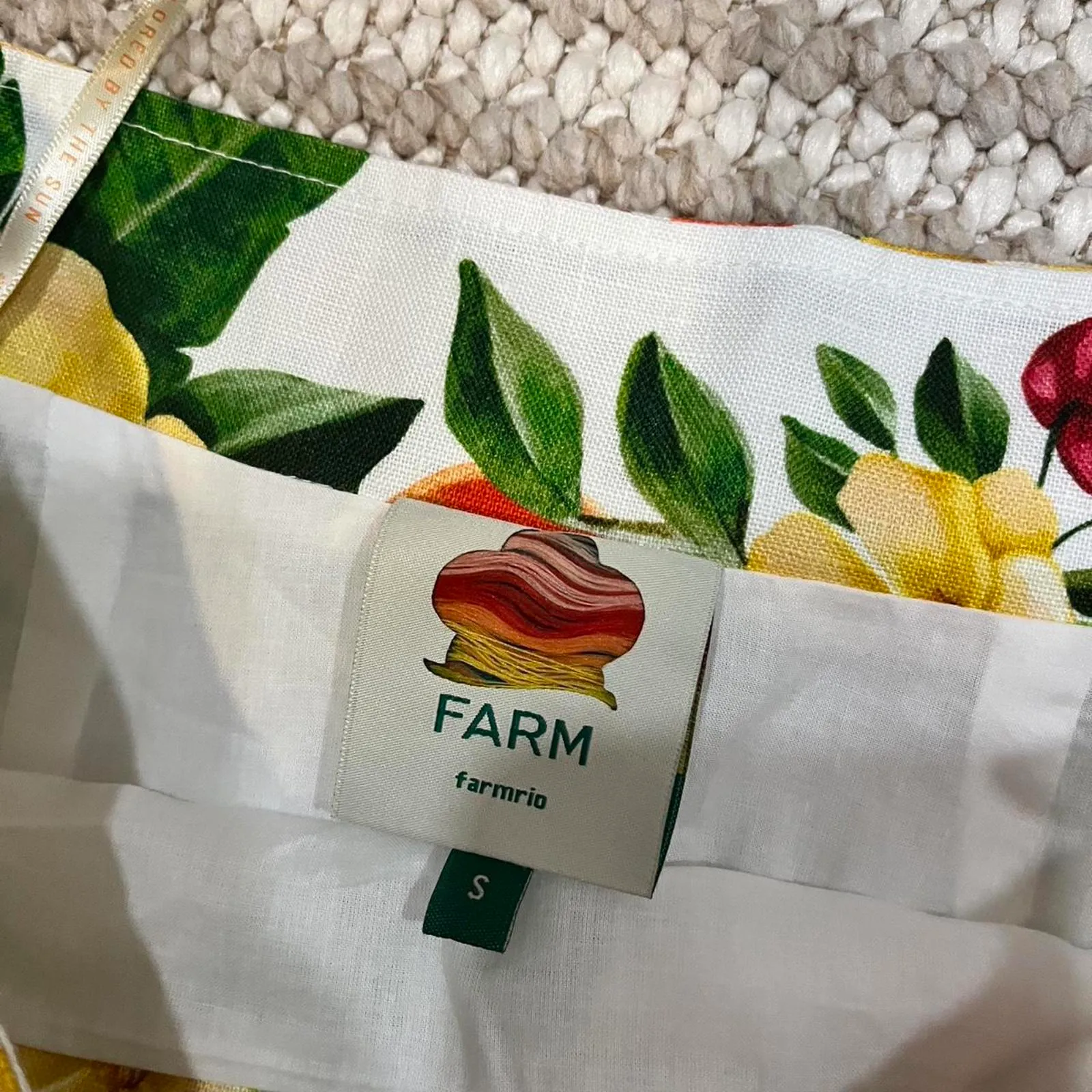 FARM Rio Off-White Picnic Flowers Euroflax Premium Linen Viscose Midi Skirt - Image 4