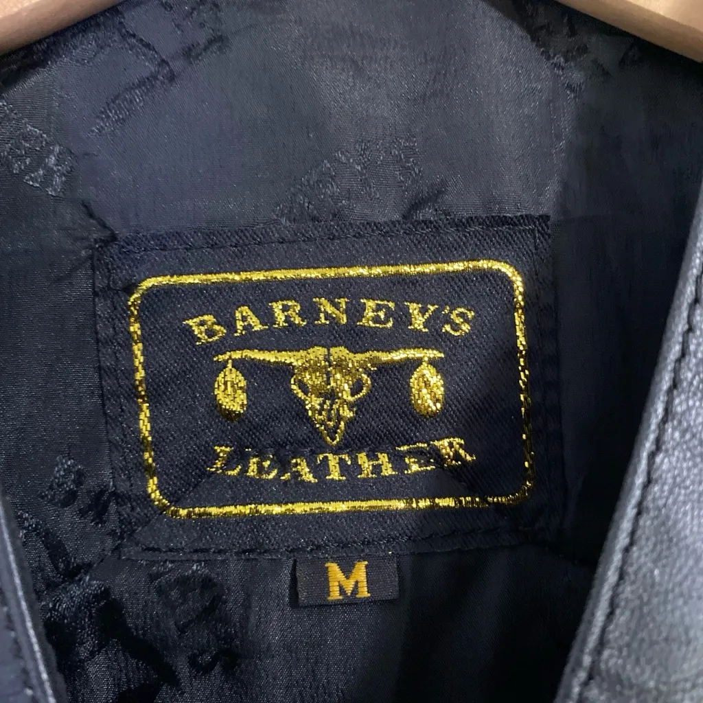 Barney’s Leather Biker Vest – Women’s Size M Black Patch Harley Motorcycle Style - Image 2