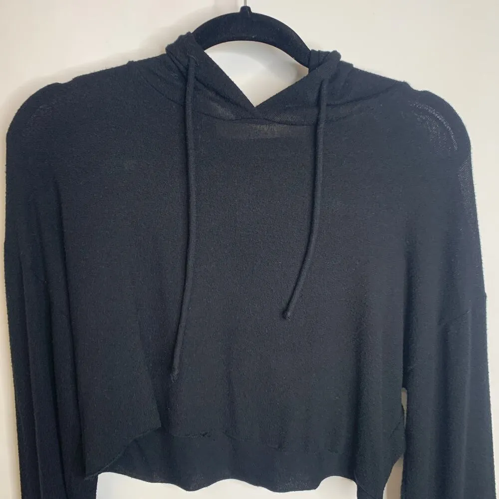 California Stitch Black Cropped Hoodie Lightweight Sz Small - Image 2